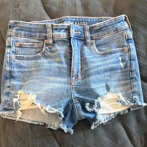American Eagle Outfitters Light Blue Distressed Jean Shorts